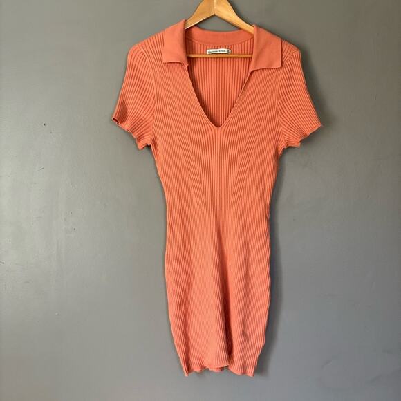 ABERCROMBIE & FITCH Ribbed Polo Dress Golf Tenniscore Preppy Sweater Dress sz M - Picture 13 of 15